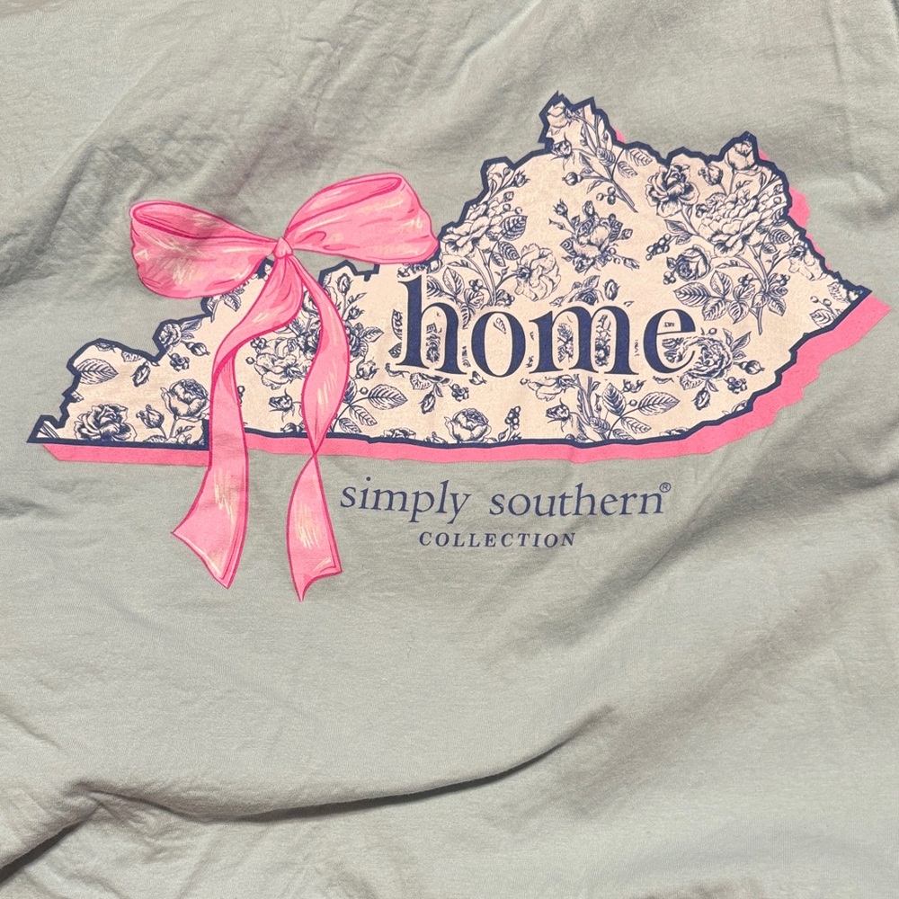 Simply Southern Light Blue Tee with Pink and Blue Kentucky Design